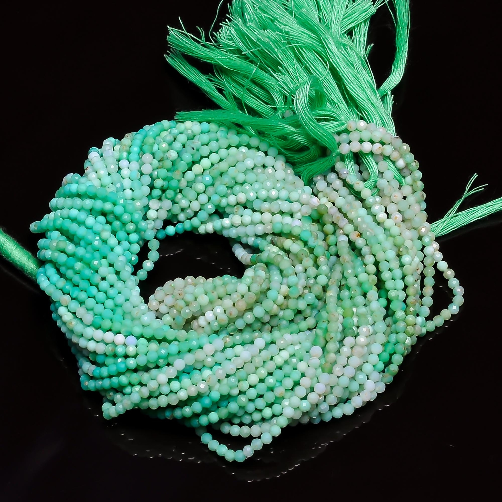 100% Natural Chrysoprase Gemstone Round Israel Cut Beads 2.5mm Strand 13″ EB-107