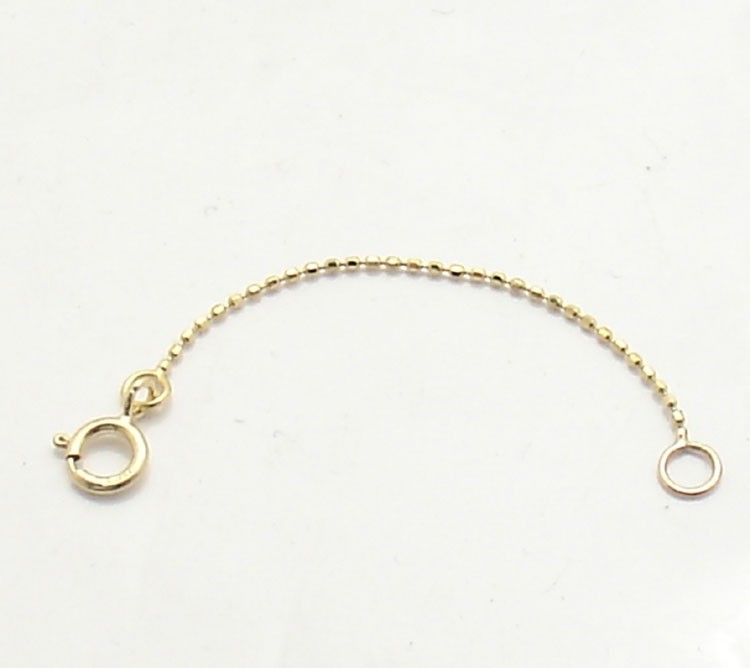 0.8mm Diamond Cut Bead Ball Chain Necklace Extender Real 14K Yellow Gold
