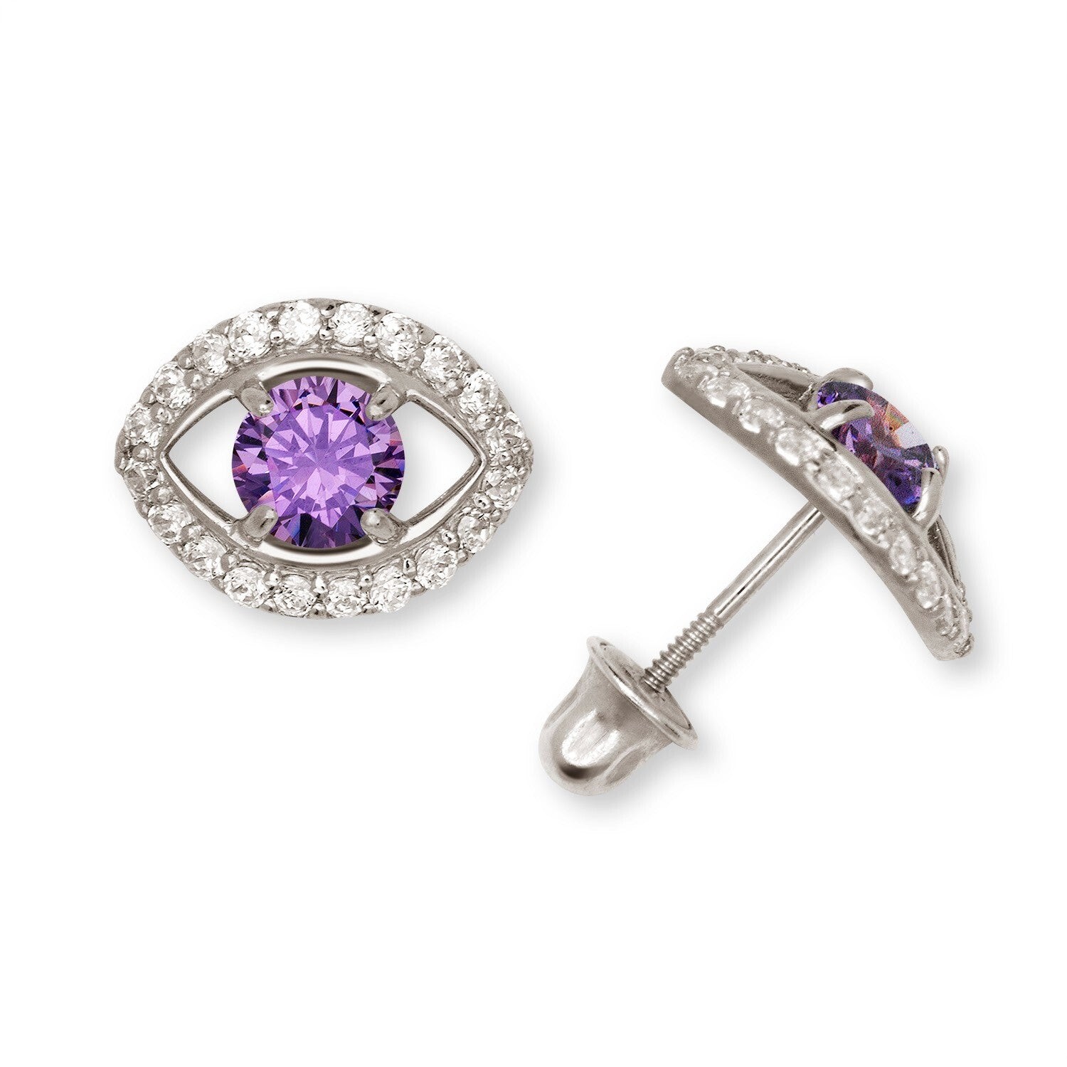 14k Yellow/White CZ Stud Earrings Screwback