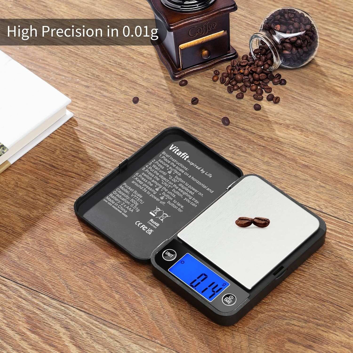 Digital Pocket Scale 500g 0.01g High Accuracy Lab Food Jewelry Mini