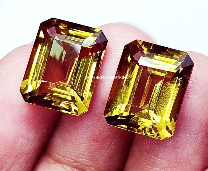 20+ Ct Zultanite Color Change Emerald Cut Pair Certified Loose Gemstone HZ04