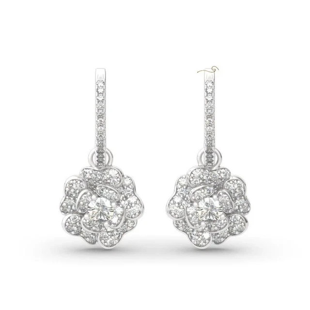 2 Ct Round Cut Lab Created Diamond 14K White Gold Plated Drop & Dangle Earrings