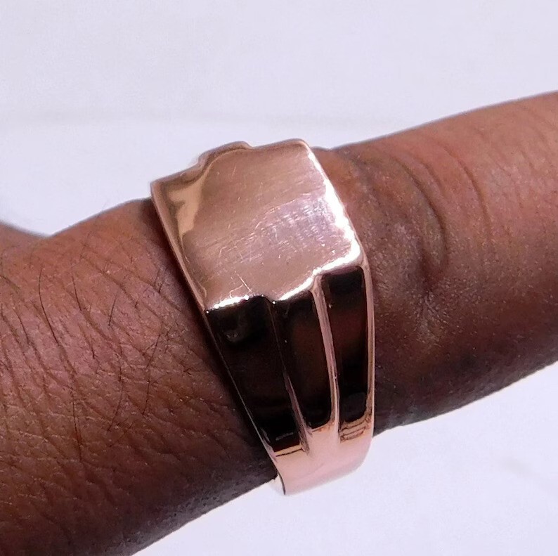 Copper Designer Textured Signet Cast Band Ring New Arrival Gift For Him Jewelry