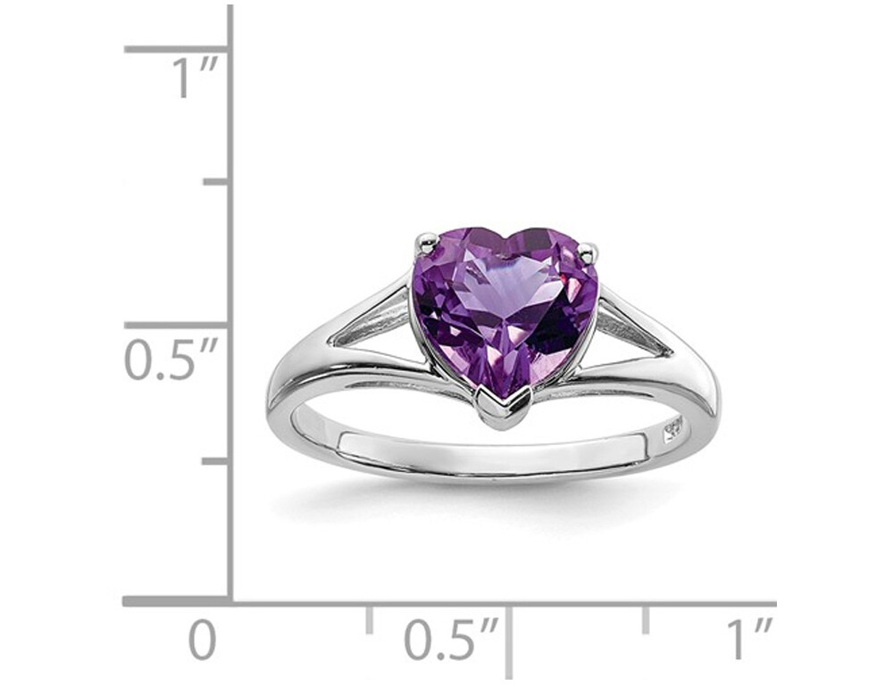 1.40 Carat (ctw) Solitaire Heart Amethyst Promise Ring Carat (ctw) in Sterling S
