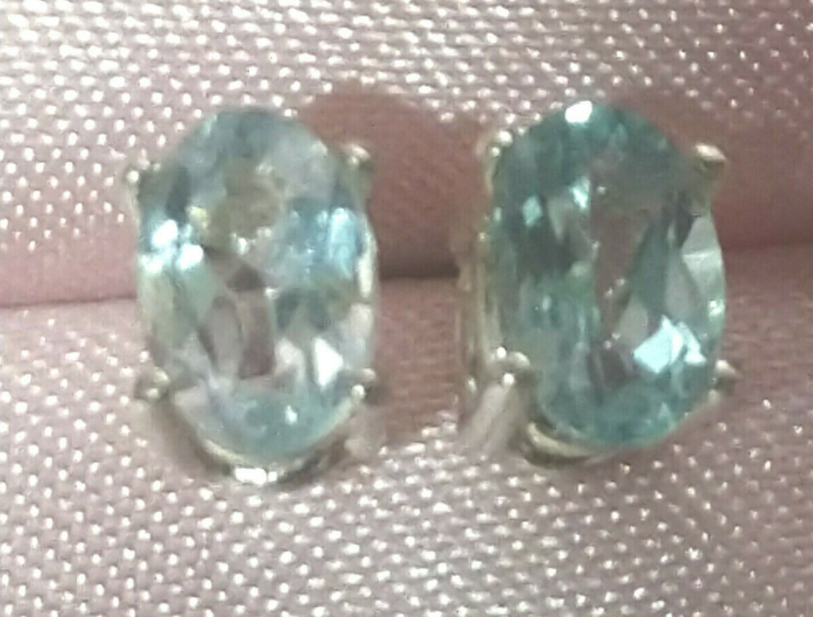 6mmX4mm OVAL APATITE STUDS – SET IN .925 STERLING SILVER-