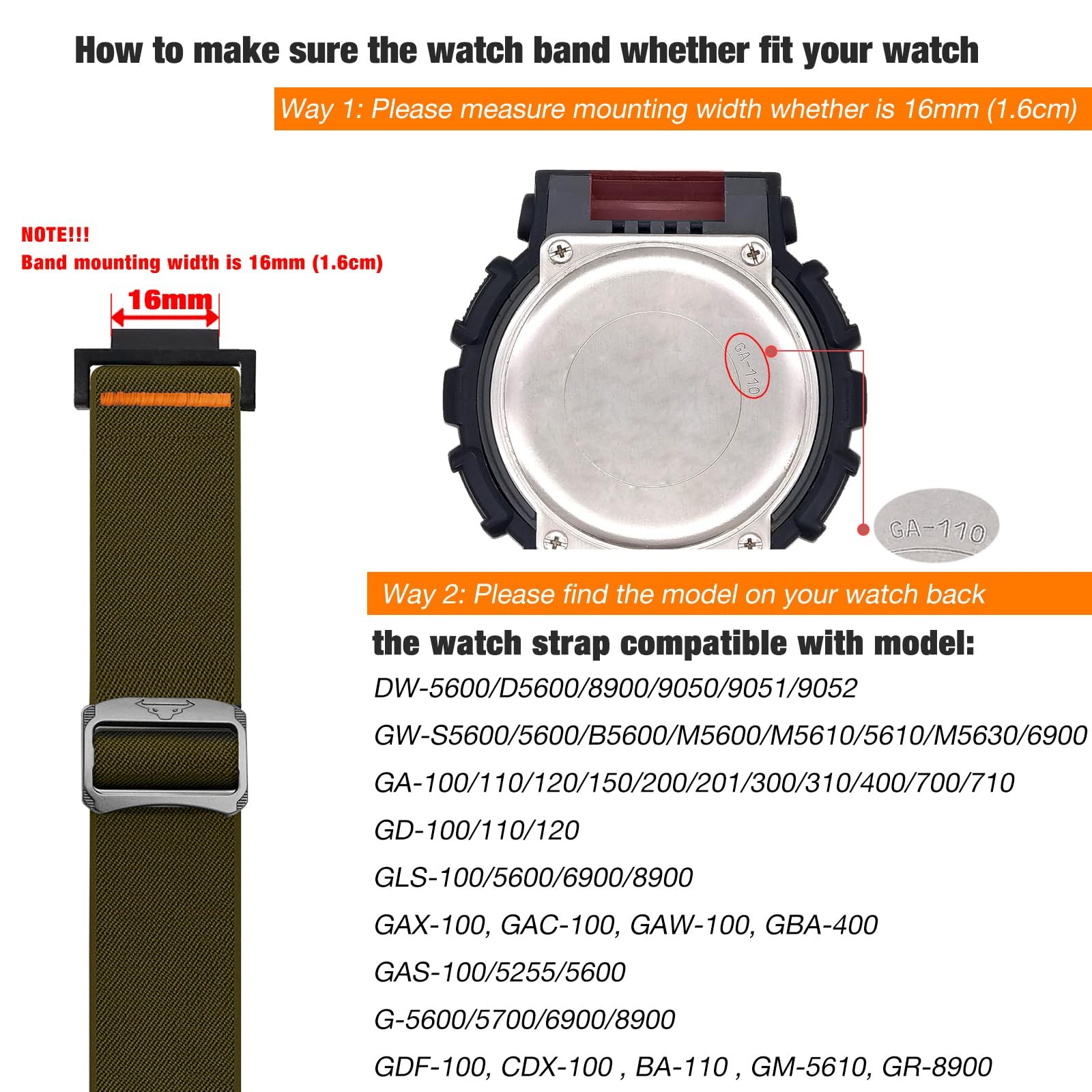 Soft Stretchy Loop Durable Elastic Nylon Adjustable Braided Watch Band for Ca…
