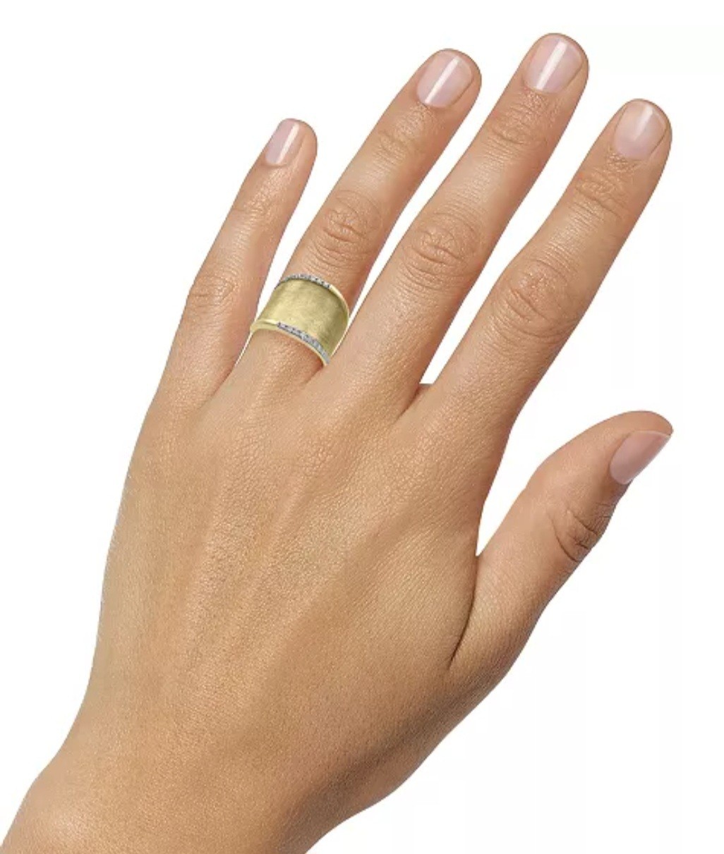 EFFY 14k Gold D’Oro Diamond H-I Accented Wide Band Ring – Size 9