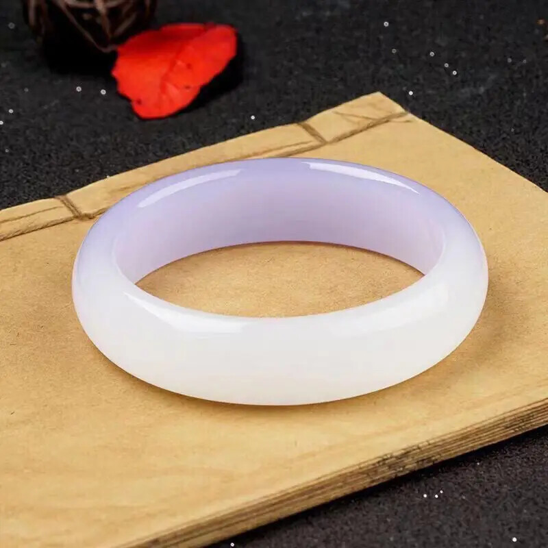 Violet Bracelet Half Purple Half White Jade Bracelet Women Natural Jade Bracelet