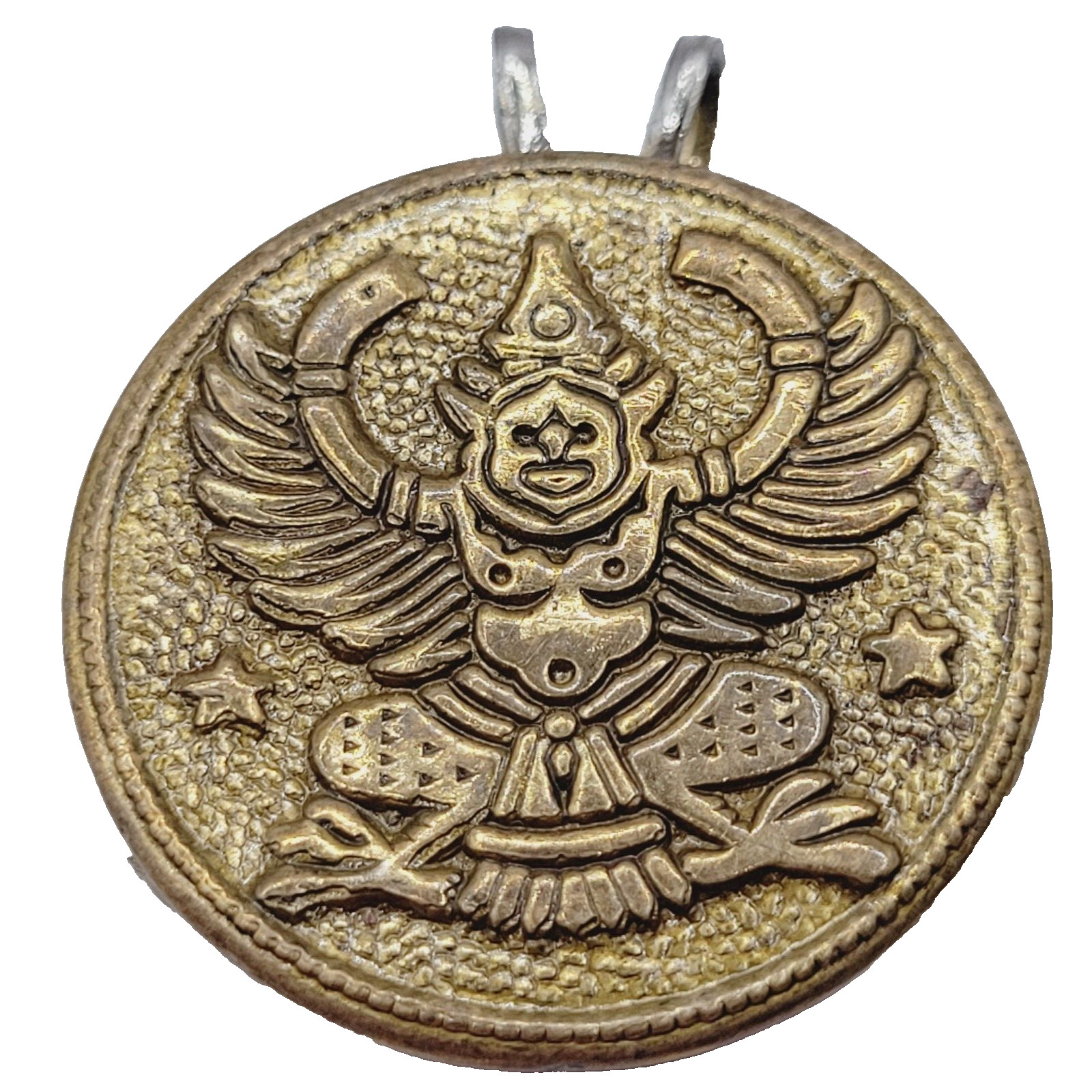 Tibetan Copper Garuda Amulet Pendant Buddhist Phaya Krut Talisman Button Pendant