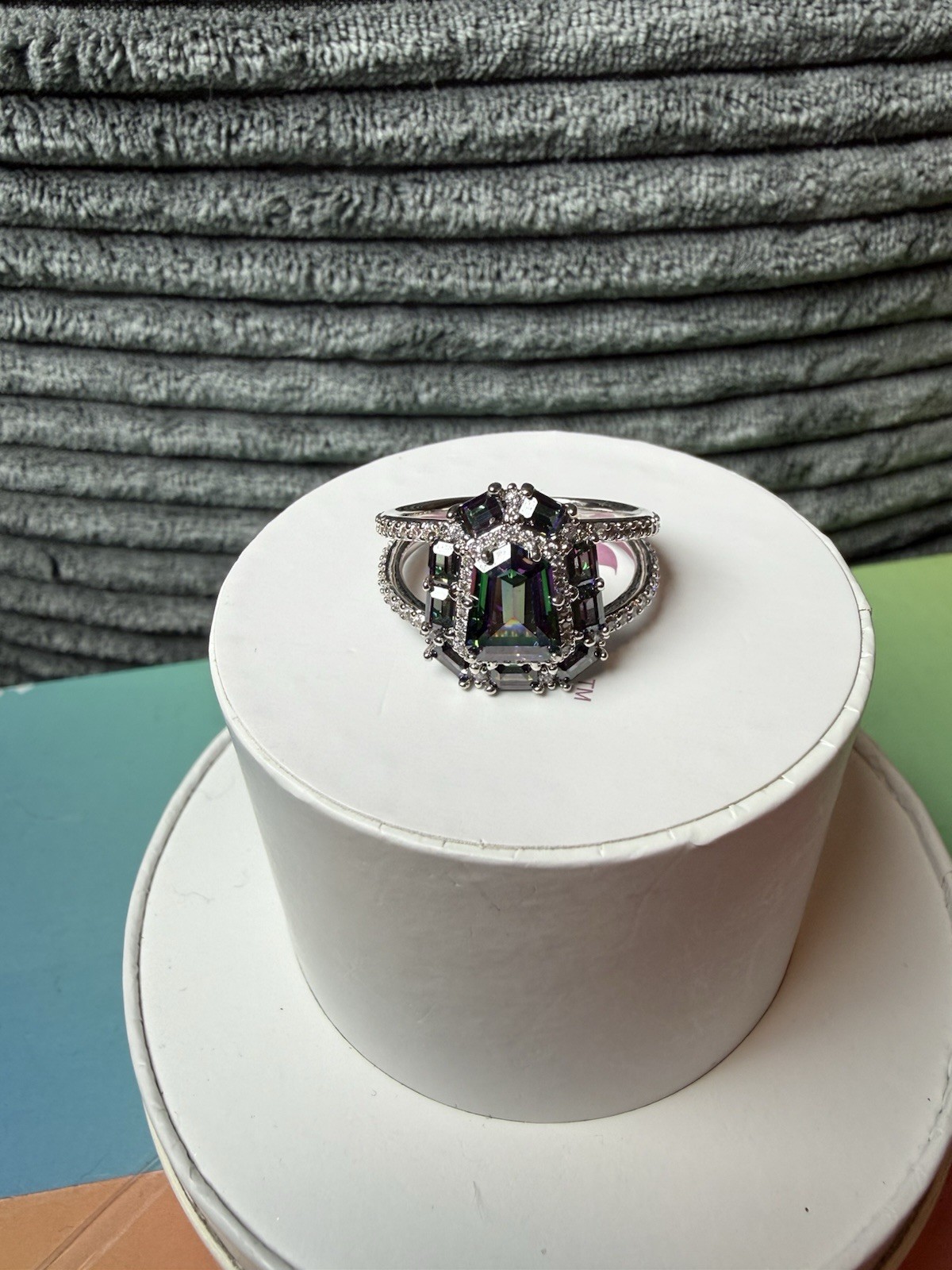 Ring Bomb Party RG11391 Ring Size 10 Lab-Created Alexandrite Cocktail, Rhodium