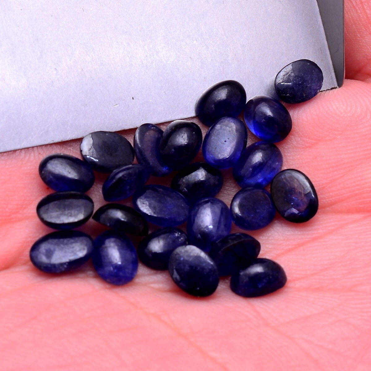 23 Pcs Natural Blue Sapphire Oval Cabochon 6.40mm-7.90mm Gemstones Wholesale Lot