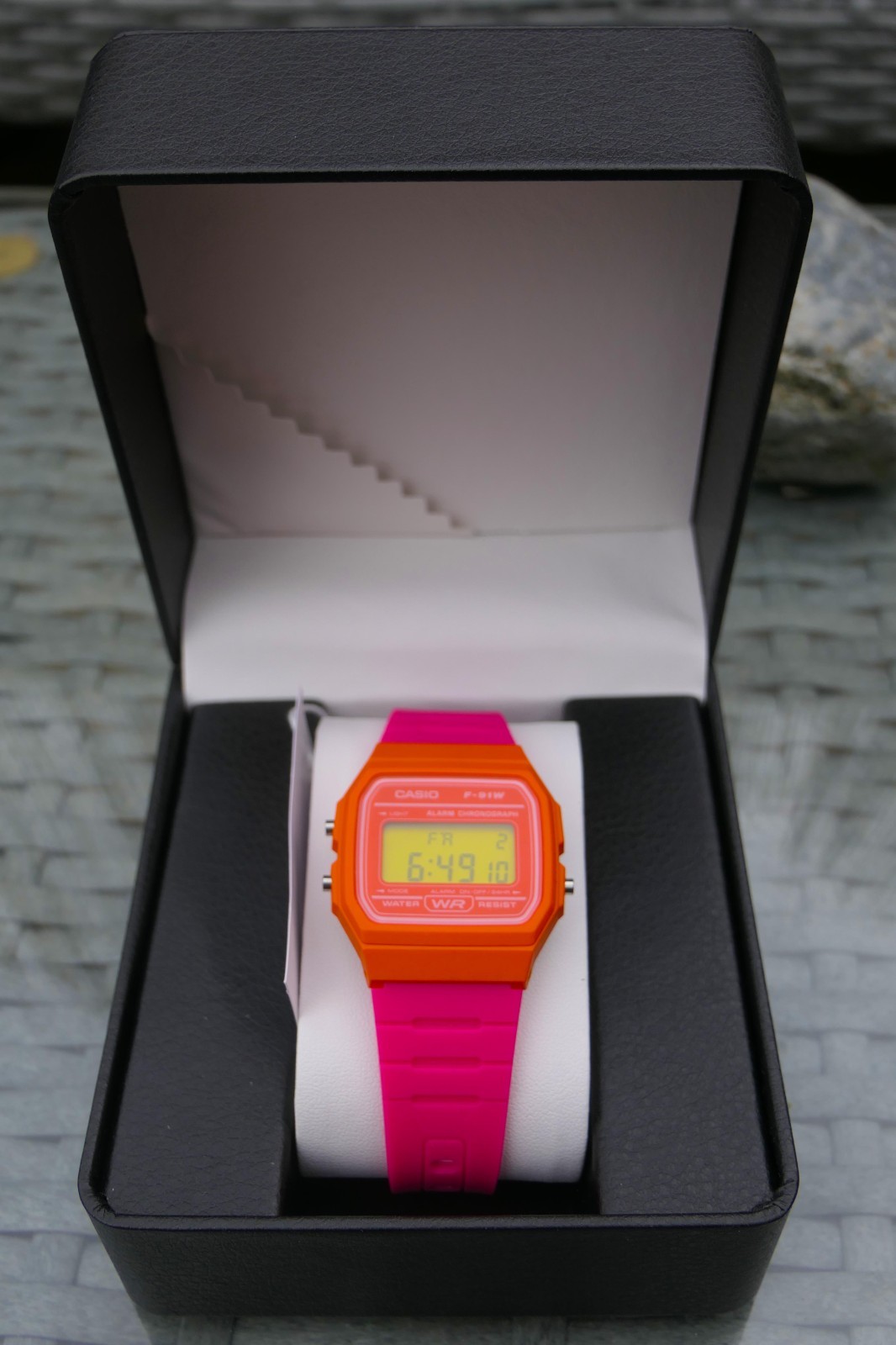 Casio retro 80s f91 Mod Orange and Pink