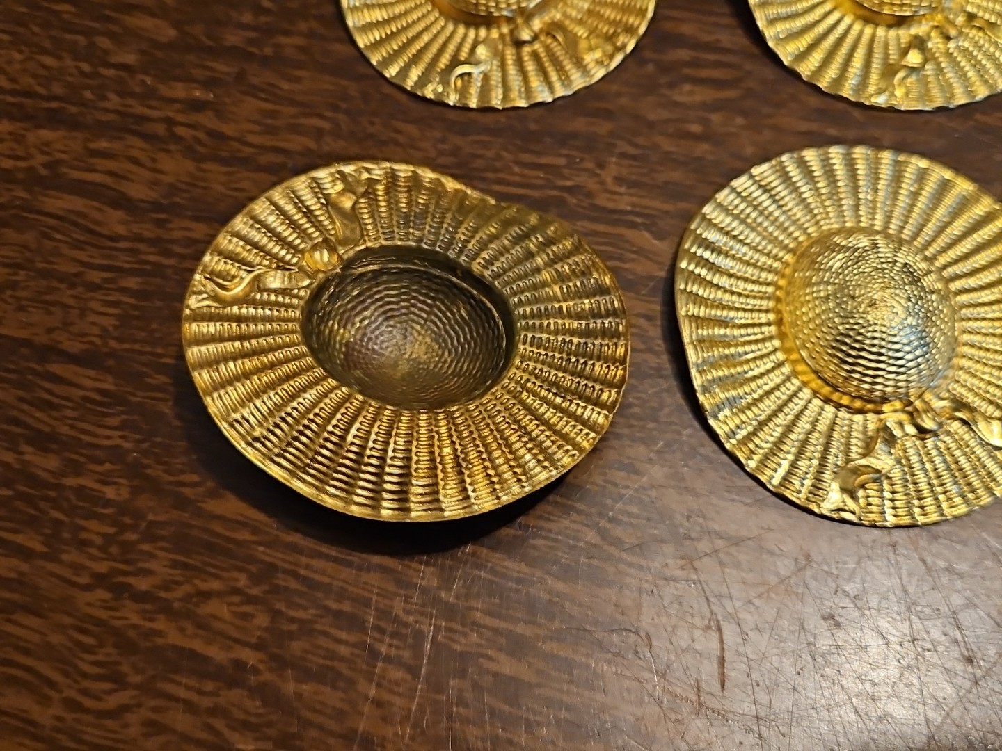 Lot Of 5 Fancy Ladies Hats France Vintage 60s Brass Stampings Findings Jewelry