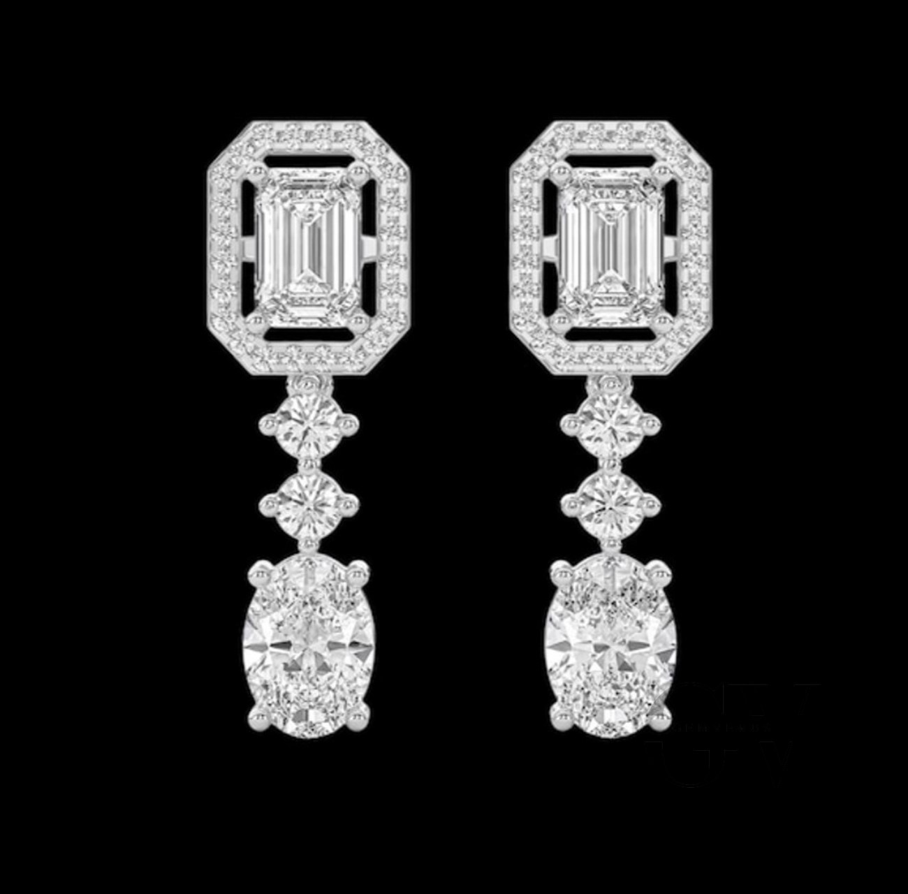 Moissanite Drop/Dangle Earrings 4.50 Carat Oval Cut F/ VVS1 Solid 14K White Gold