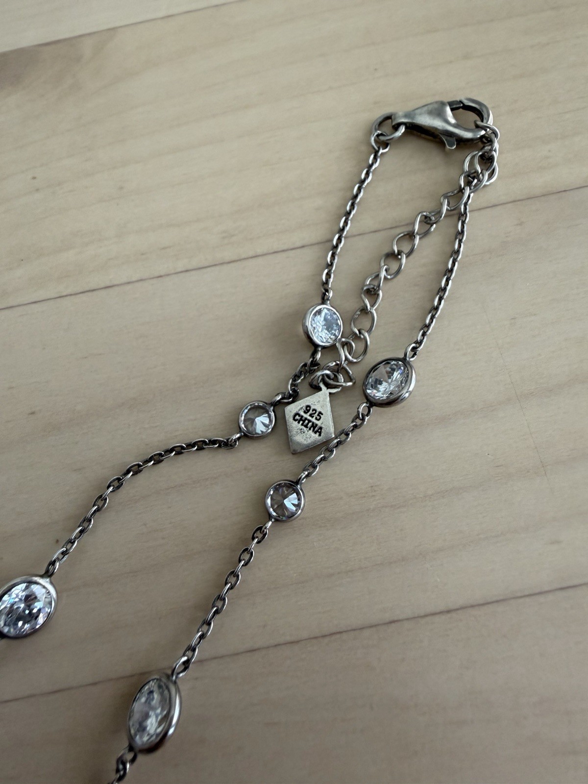 Retired Silpada “Infinity” Sterling Silver CZ Station Necklace Style N2153