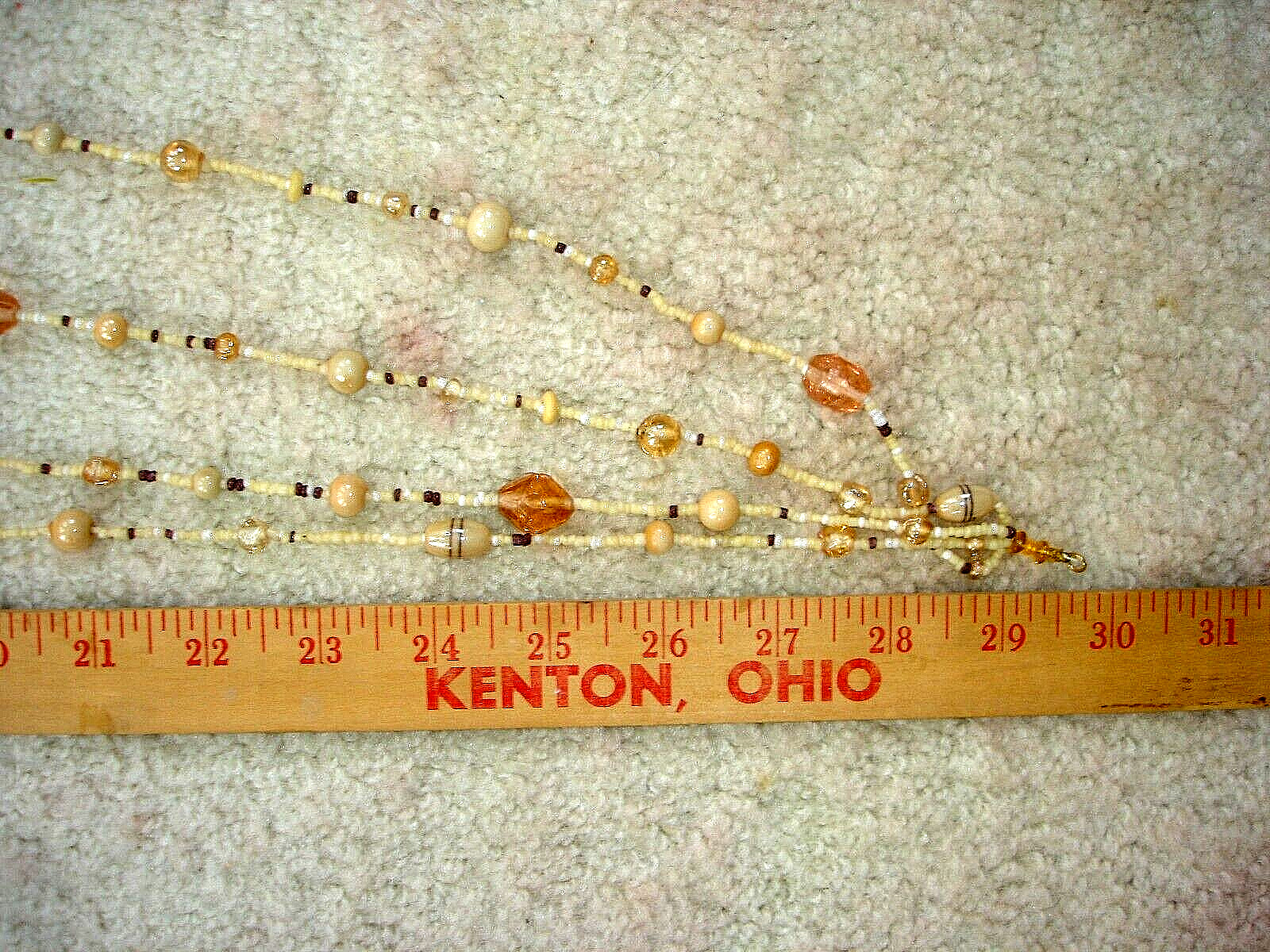 Vintage LOT 4 Multi-Strand GLASS BEAD Necklaces-Gold, Neutral Tan, Orange, Brown