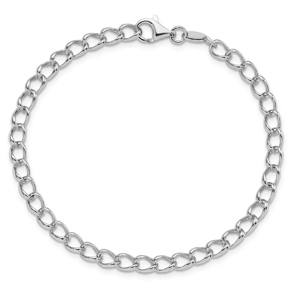 Sterling Silver Amore La Vita RH-Pl Curb Chain Charm Bracelet Bracelet 7″-8″