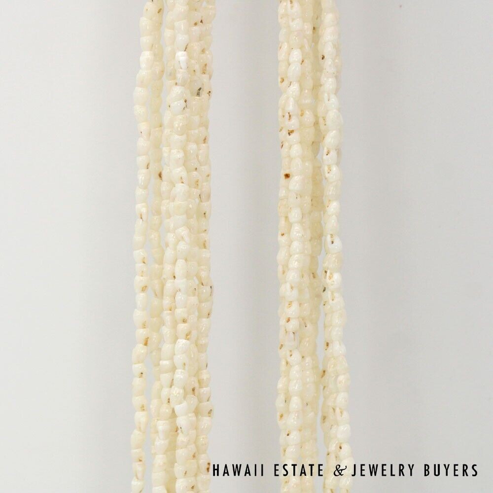 Ni’ihau Shell Wedding Lei 10 Strand Pololei Laiki Ke’oke’o Apu’upu’u 50 Inch
