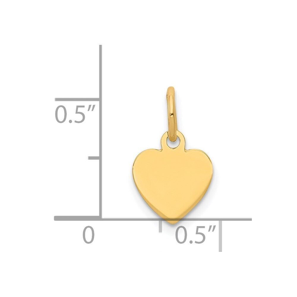 14k Yellow Gold Plain .009 Gauge Engravable Heart Disc Charm Pendant 0.27g