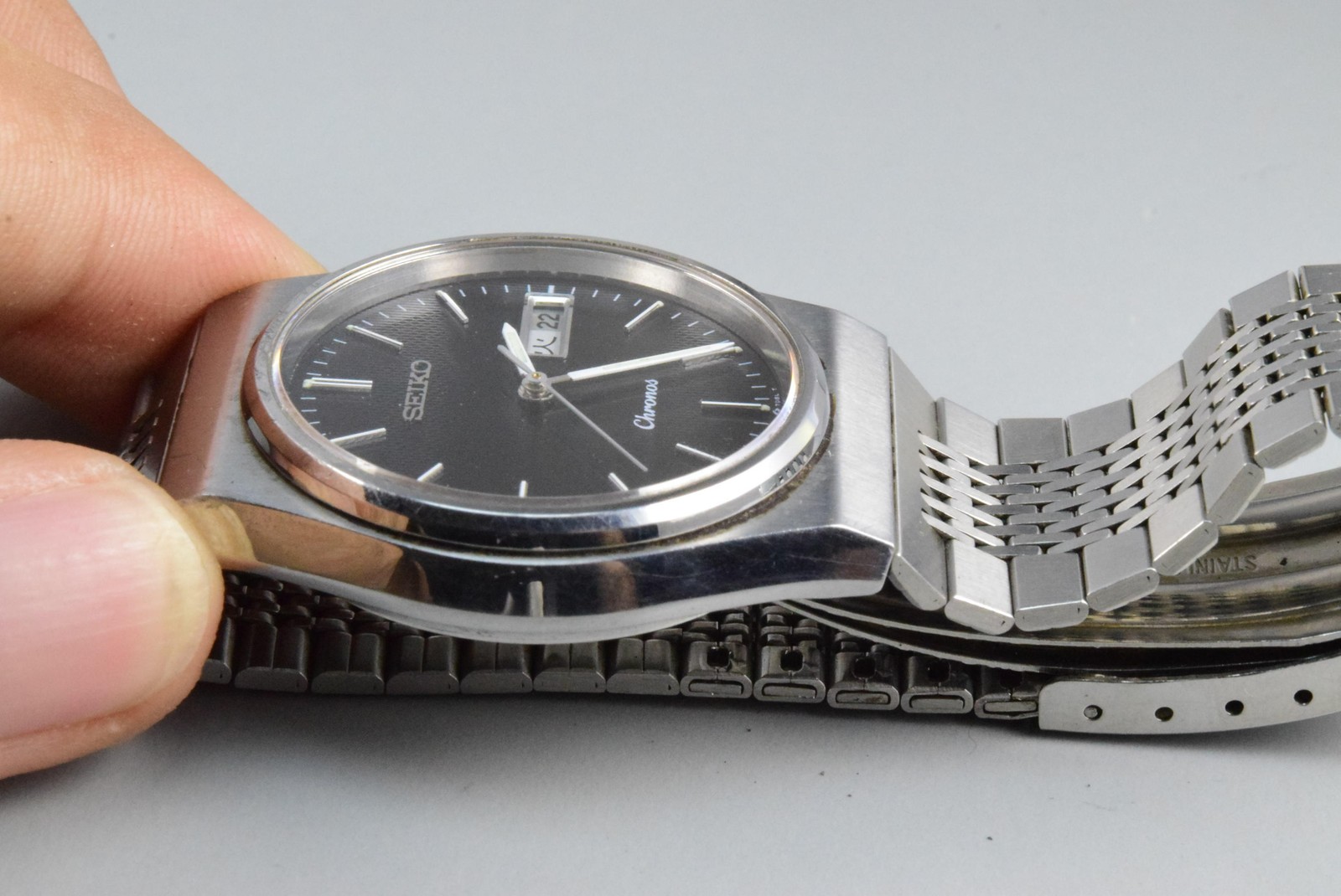 Vintage watch Seiko Chronos 5H23-7D20 Black Men Quartz Round 38mm