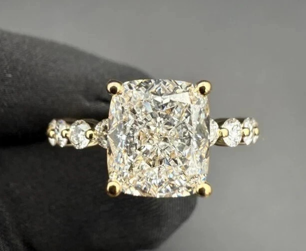 2.50 Ct IGI Cushion VS1 Lab Grown Diamond Women Engagement Ring 14k Yellow Gold