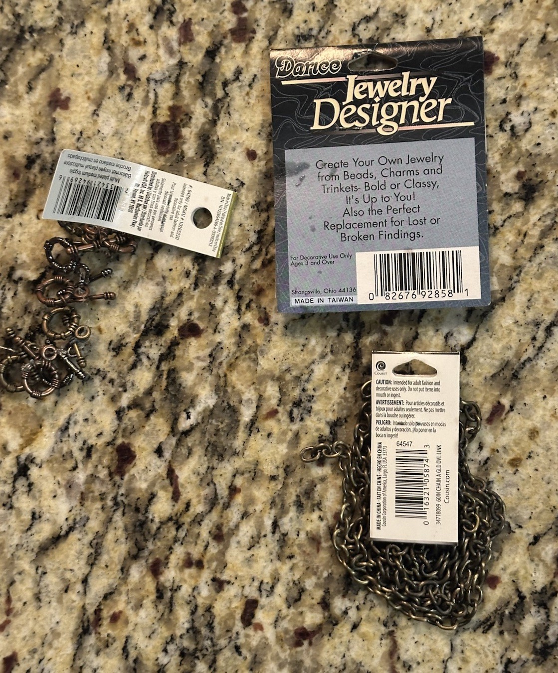 The Jewelry Basics Jewelry Designer Lot of 3 Packages 60 Inch Chain Toggle Stars