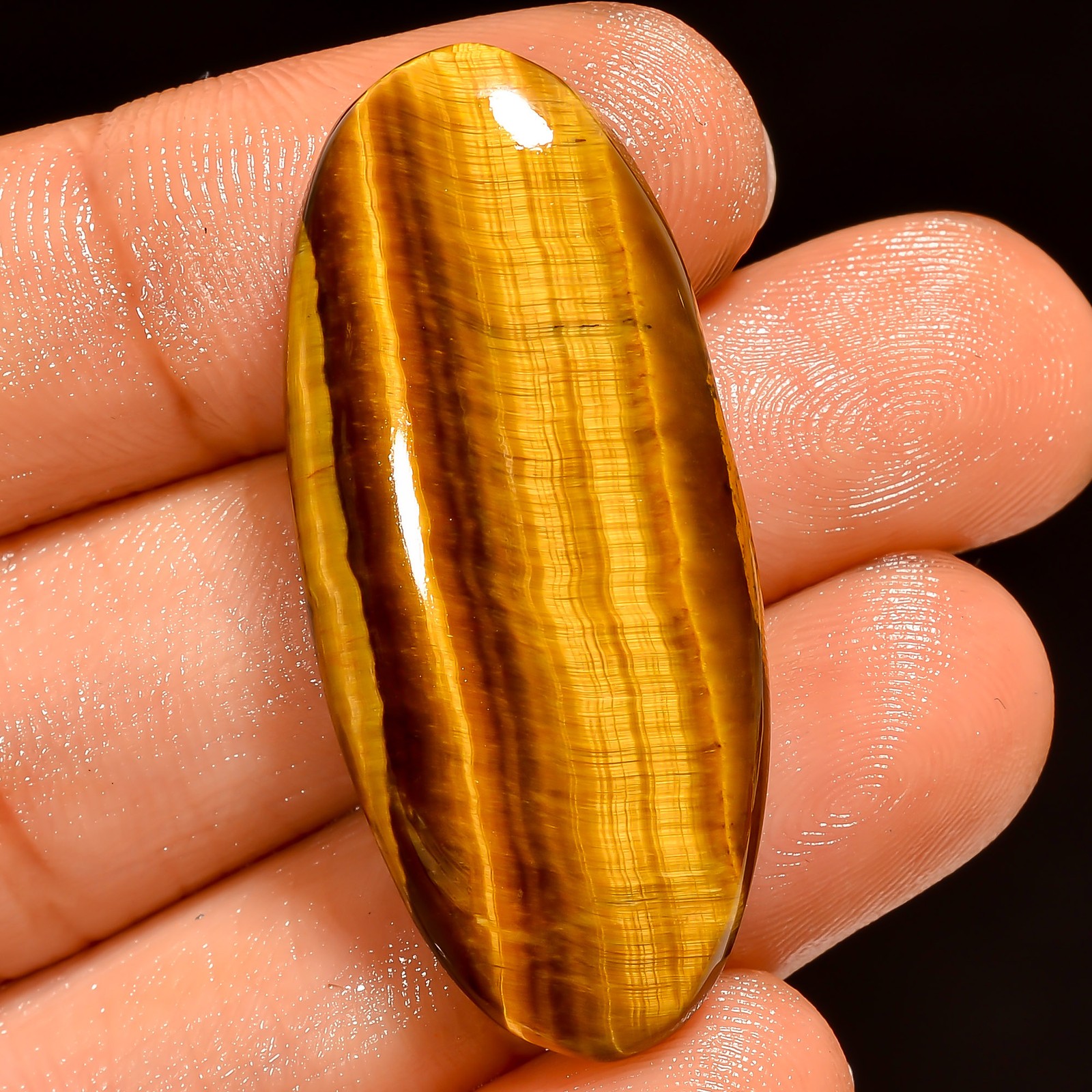100% Natural Tiger Eye Oval Shape Cabochon Loose Gemstone 35 Ct 38X16X6mm UG6450