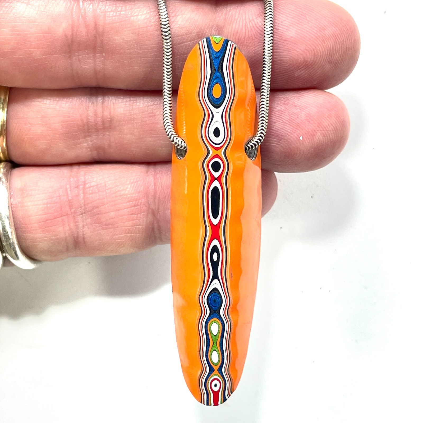 DVH Joose Orange Jeep Fordite Bead Pendant Michigan 69x18x13mm (6617)