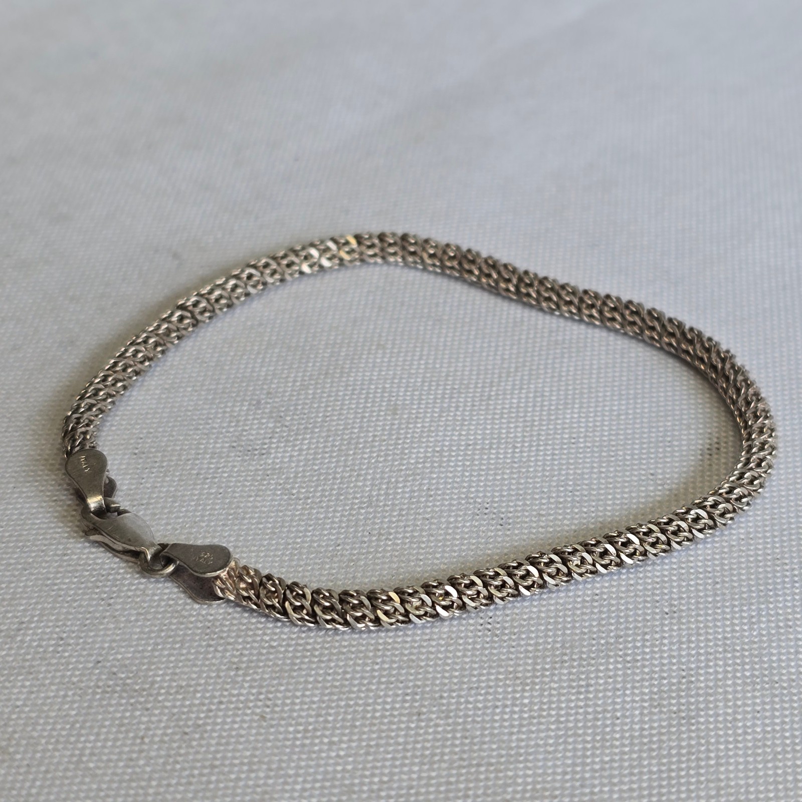 Sterling Silver Bracelet 7.71g Fine Jewelry 7.5″ Unique Chain Lobster Clasp
