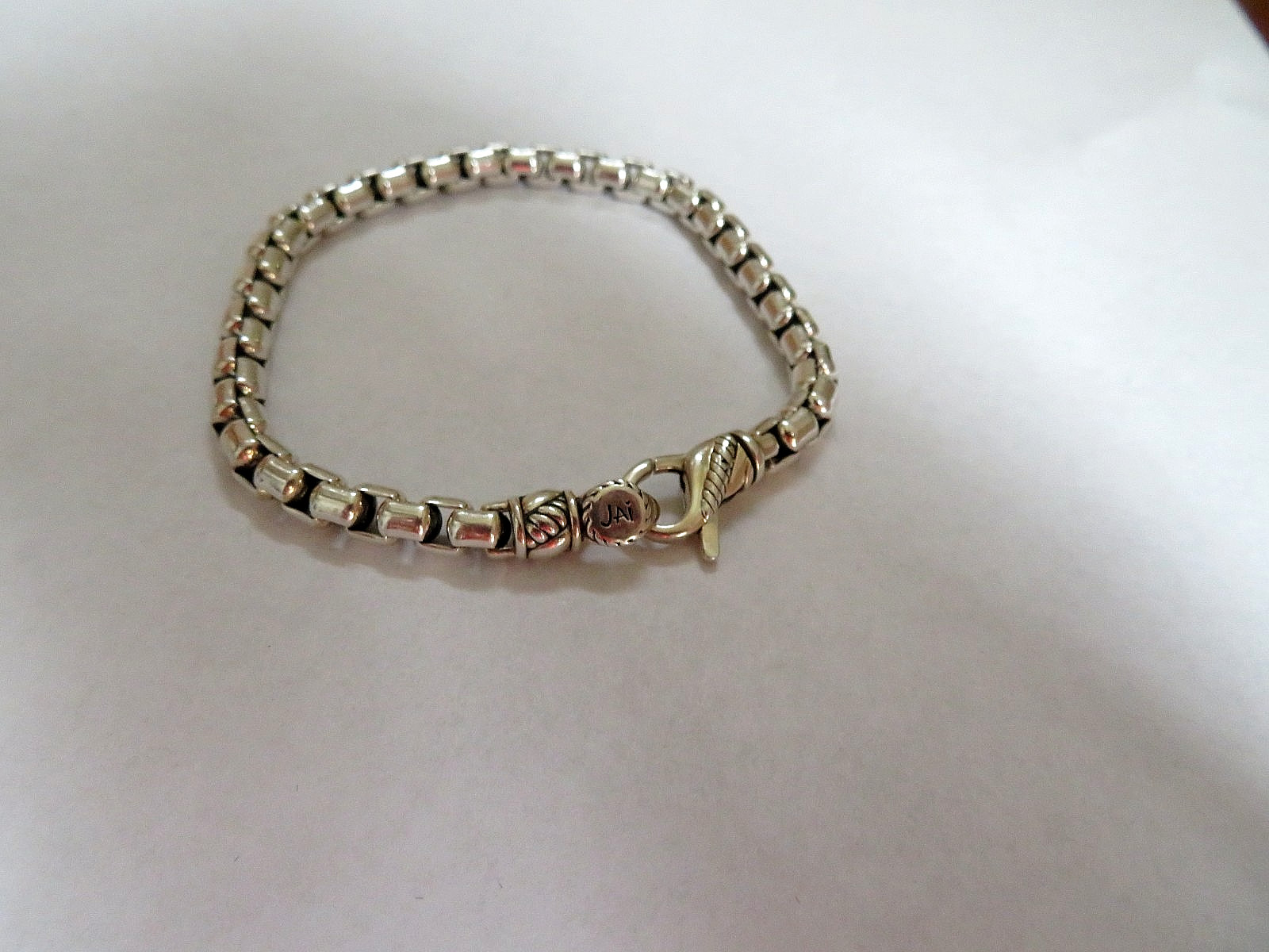 JAI John Hardy 5.3mm Sterling Silver 925 Round Box Chain Bracelet 7.5”