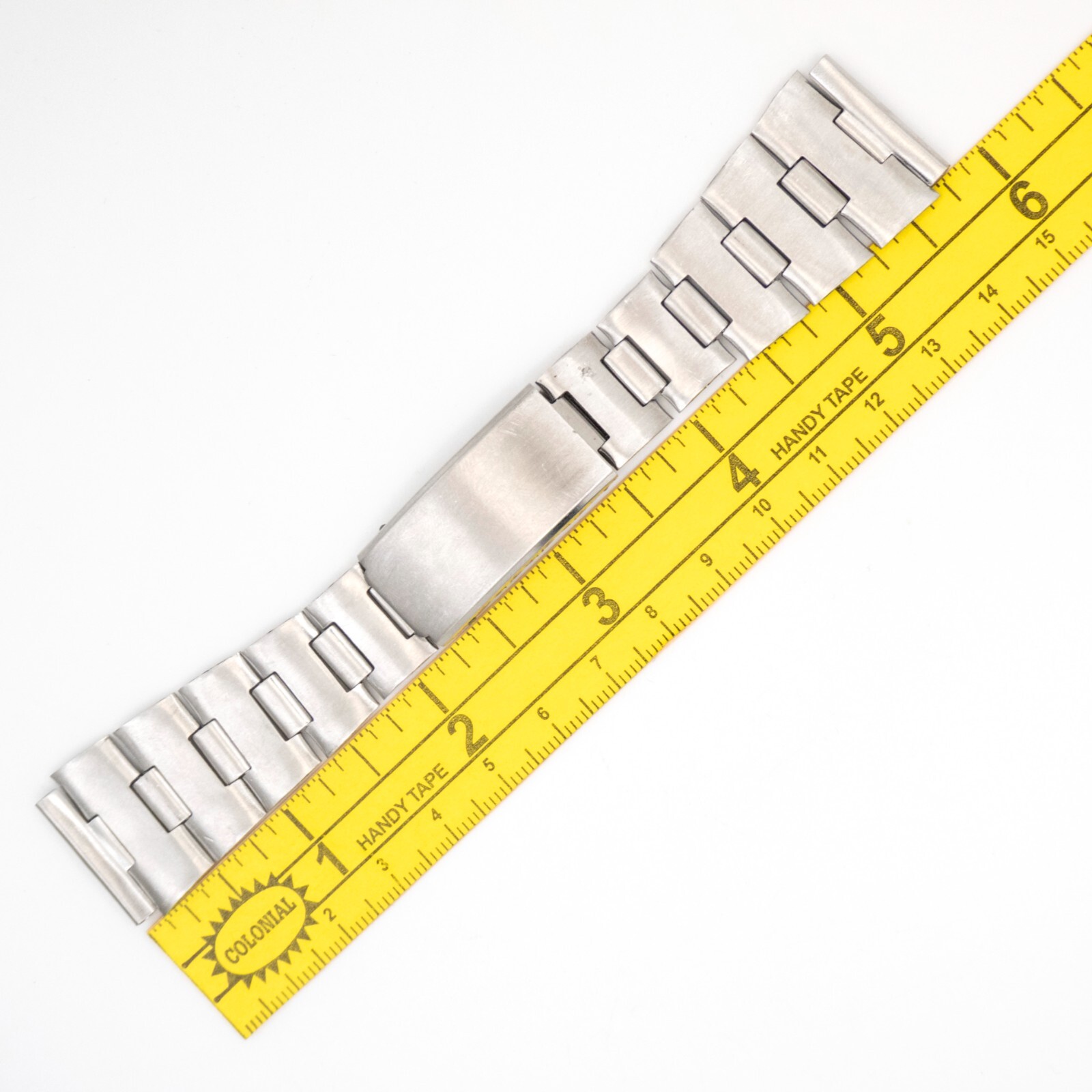 Vintage 21.5 mm stainless steel tapered wristwatch bracelet with trifold clasp