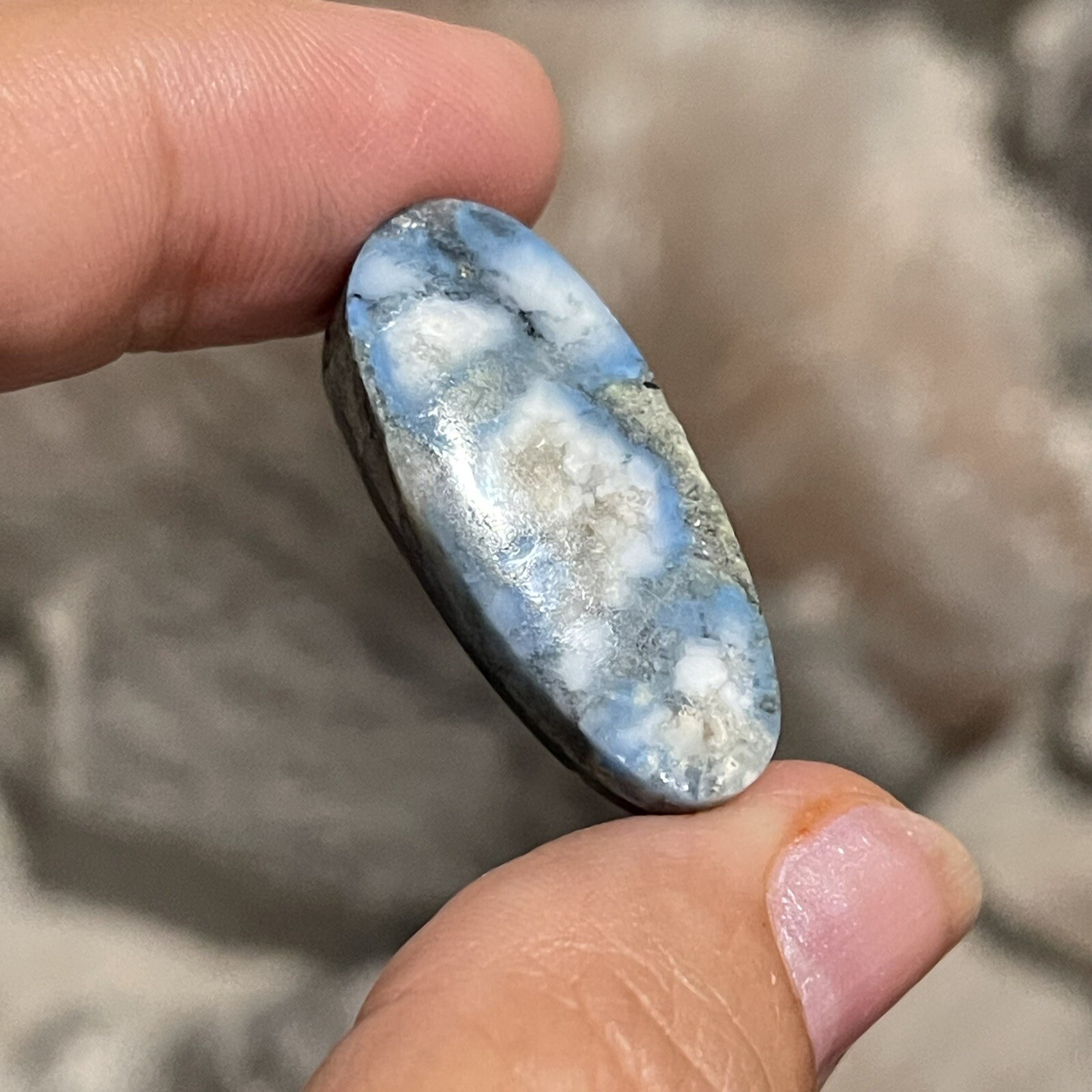 22.4ct 30.6×13.2x7mm White River Stone Lavender Opal Hubei Turquoise Cabochon
