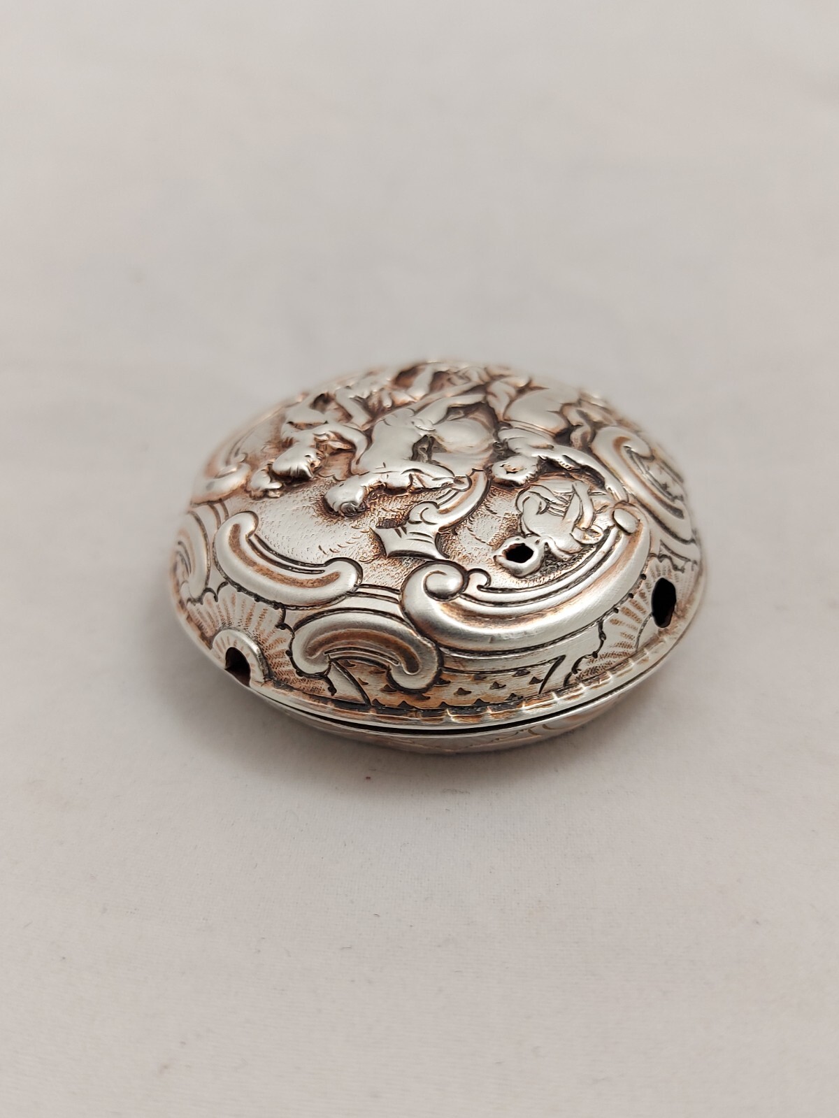Antique Silver Repousse Verge Fusee Pocket Watch Only Case