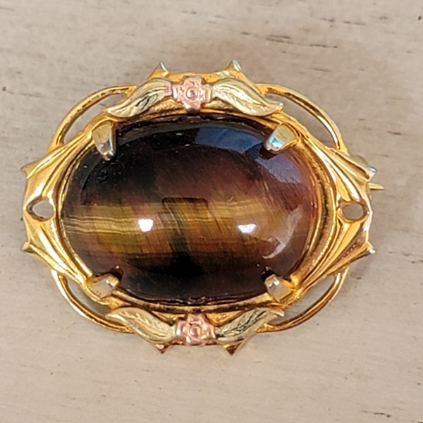 Vintage 12K Gold Filled Tiger Eye Cabochon Brooch – JJJ Jojak Jewelry Inc