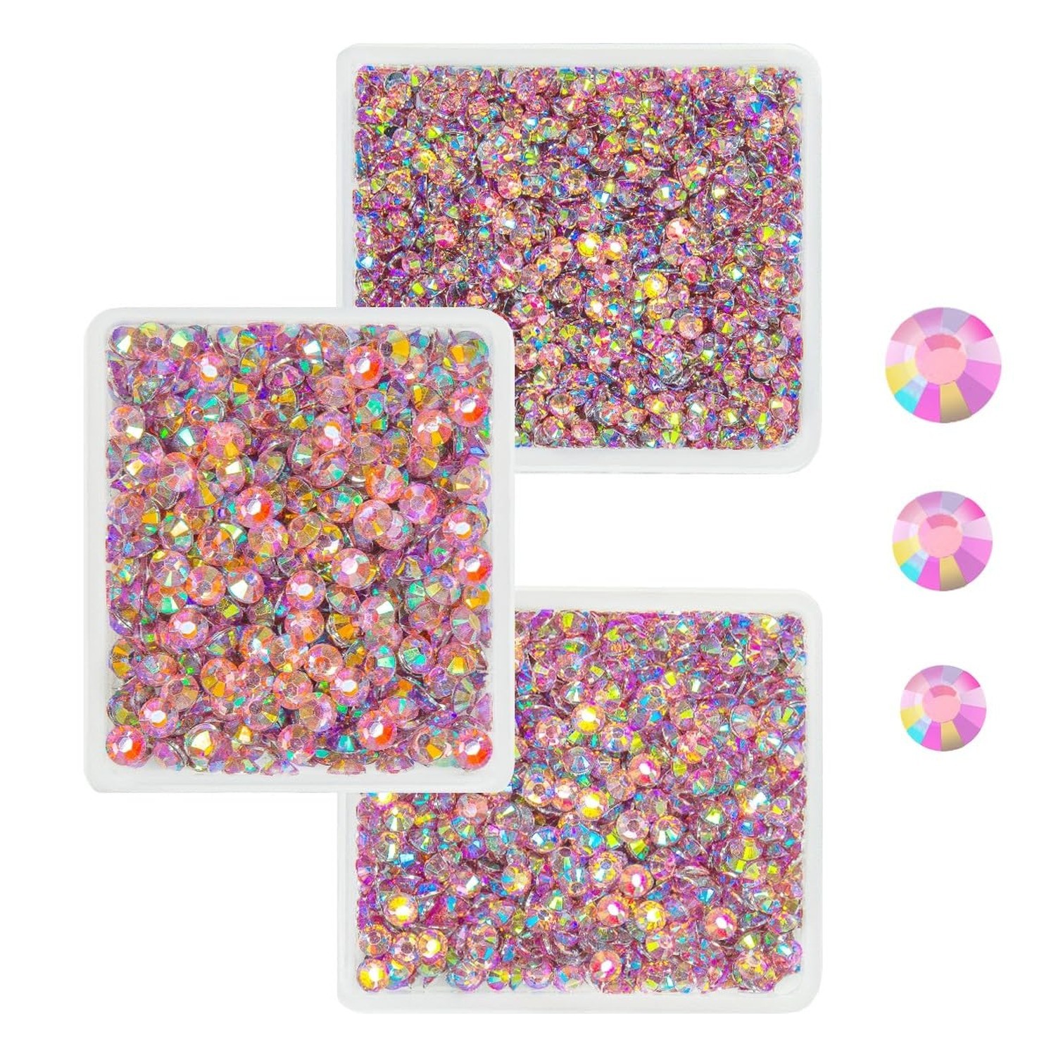 qiipii Pink AB Resin Rhinestones for Crafting 3mm 4mm 5mm Flatback Stones SS1…