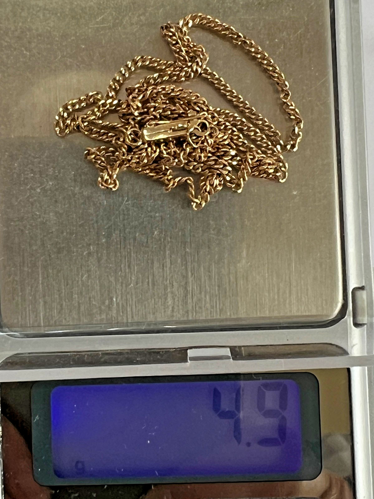 Antique 18K Yellow Gold Neck Chain 19” 4.9g 1mm – Nice Locking Safety Box Clasp
