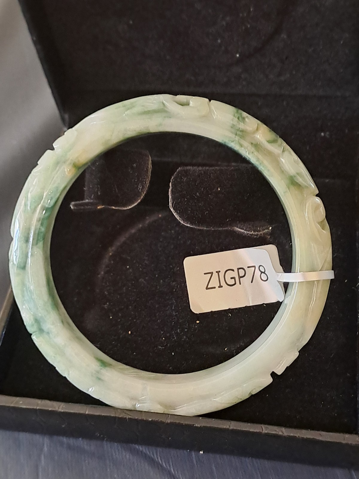 BURMESE JADEITE GRADE A CERTIFIED 300CTS ” DRAGON & PHOENIX ” CARVED BANGLE