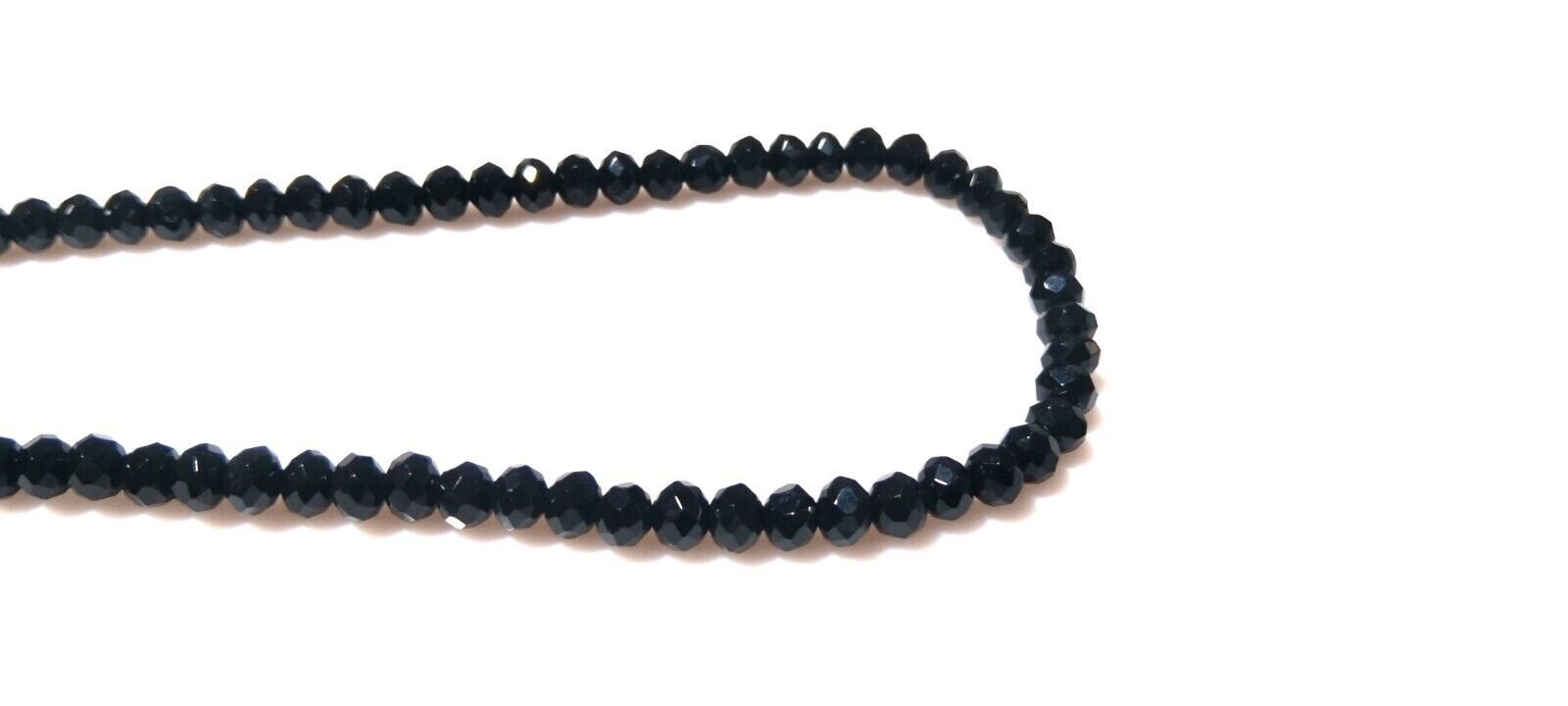 Black Onyx Rondelle Faceted 4×4.5mm Loose Gemstone Beads 18″Inch 1 Necklace