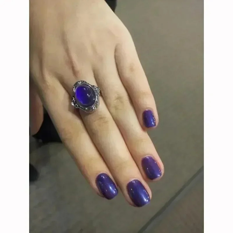 Women Vintage Magic Mood Ring Gem Heart Feeling Color Change Vintage Adjustable