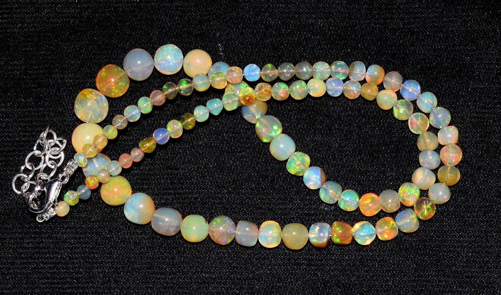16″Natural Ethiopian Opal Wello Fire Opal Gemstone Beads Necklace Jewelry F3885