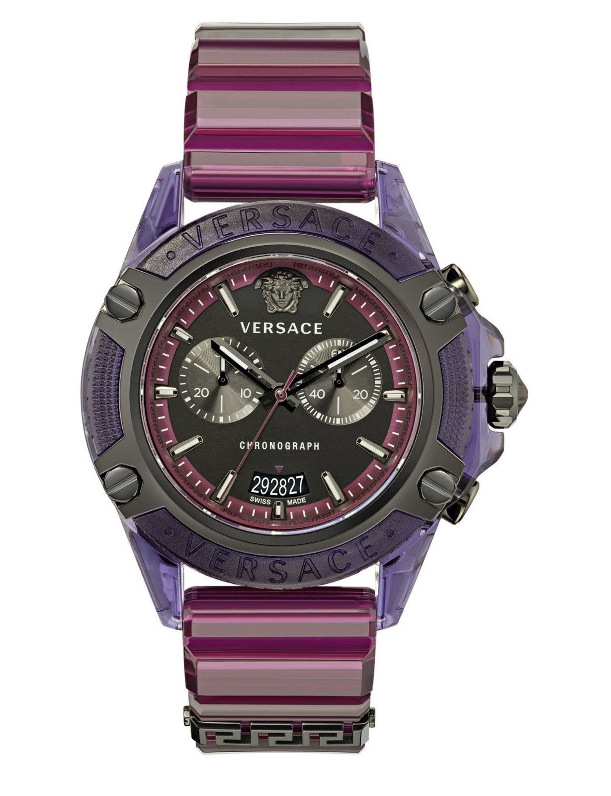 VERSACE ICON ACTIVE PURPLE SWISS POLYCARBONATE CHRONOGRAPH