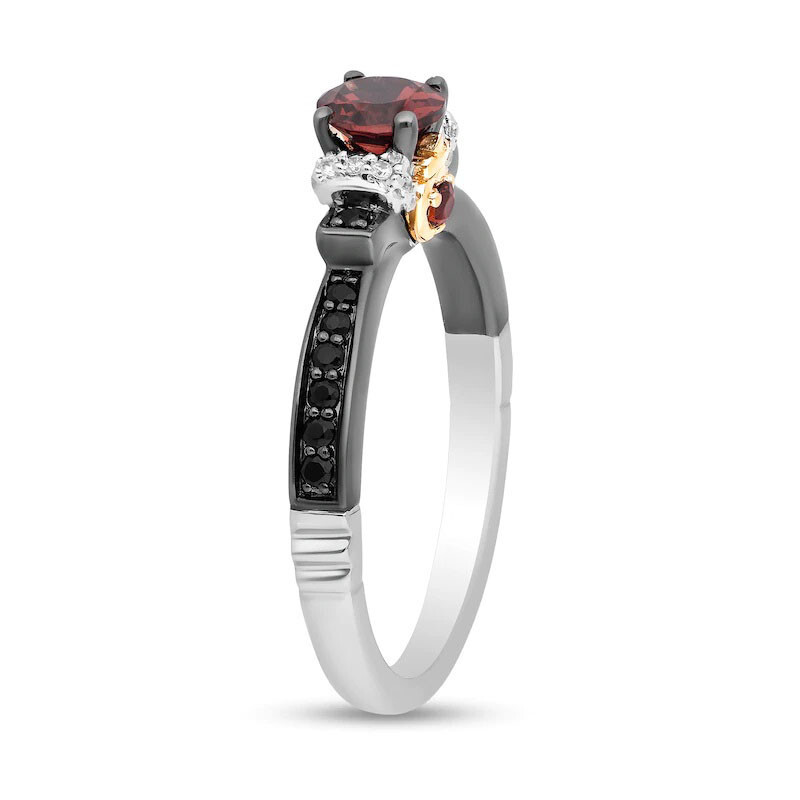 1Ct Red & Black Round Cut CZ Two Tone Women’s Gift Ring 925 Sterling Silver