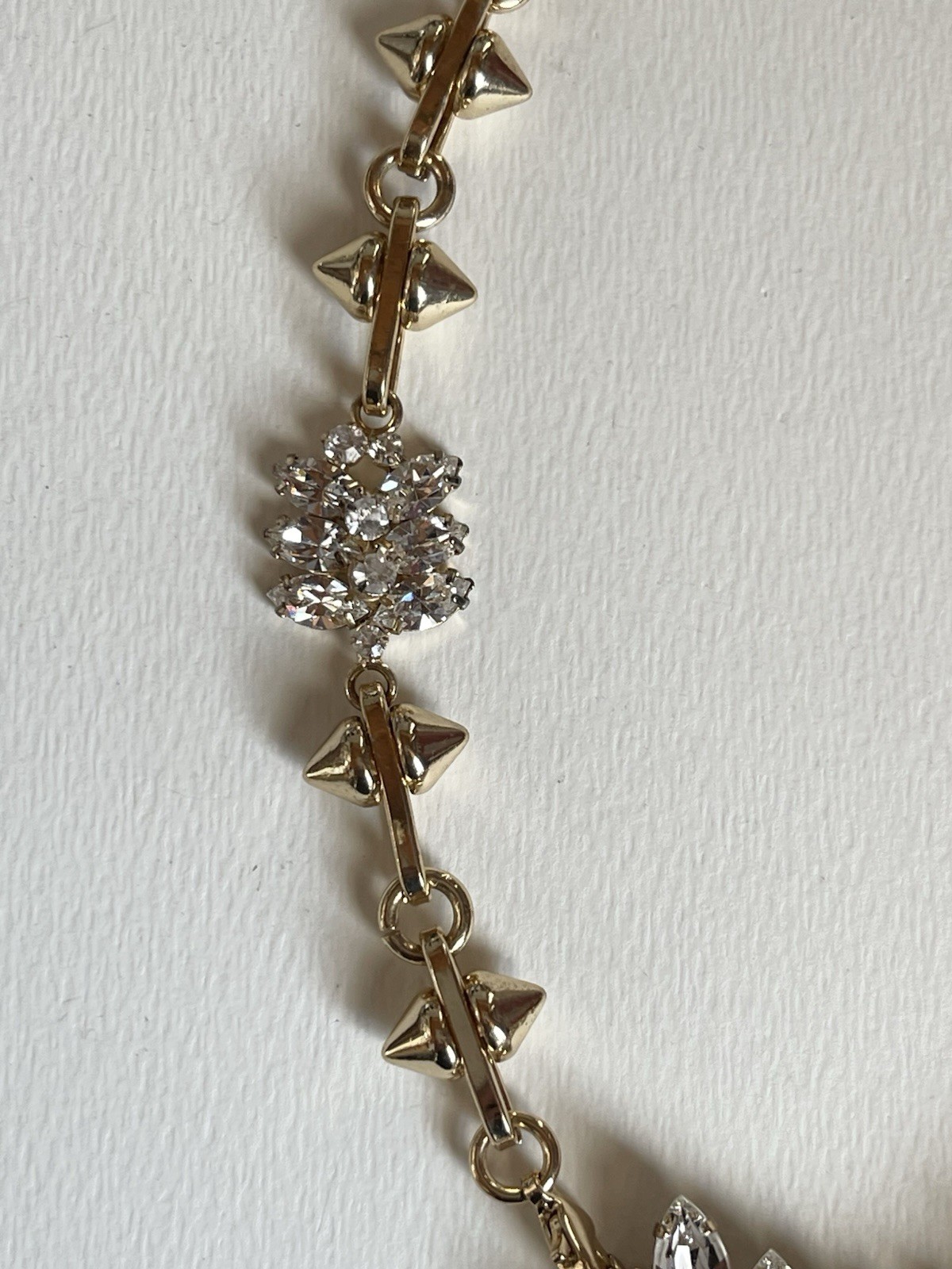 Cabi Convertible Rhinestone Necklace Brooch Bracelets Laurel Wreath Goldtone 16”