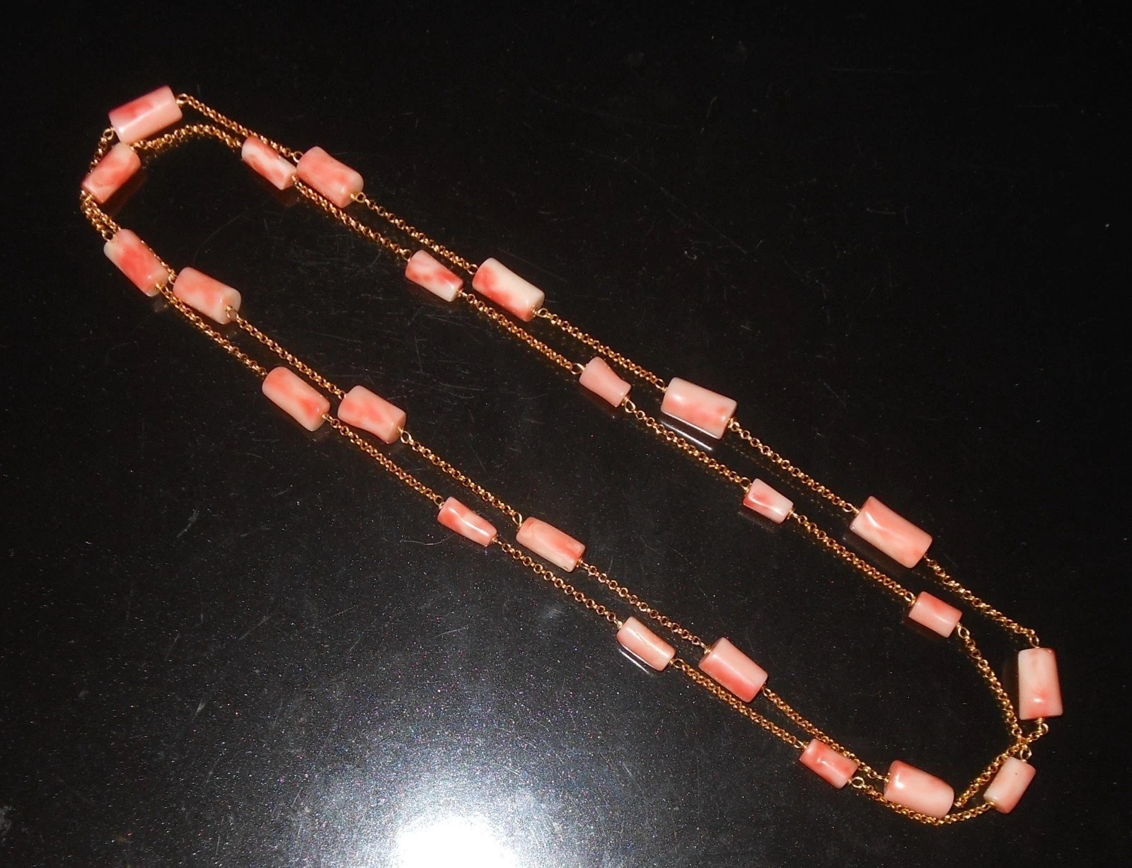 Magnificent Natural Coral Long Necklace – Art Nouveau Style
