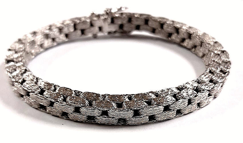 WOW!! CUSTOM HAND-MADE STERLING SILVER “WOVEN LINK” BRACELET (6mm 7.5″ 30.95GR