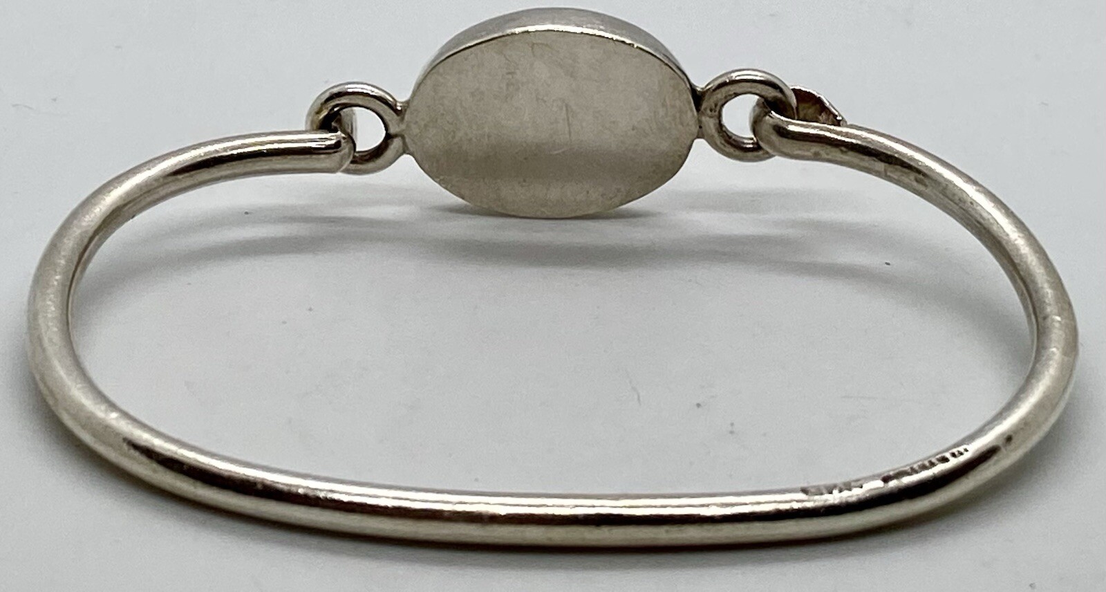 STERLING SILVER Bracelet Latch Bangle Initials PCM 17.1g FITS TO 6-1/2” Wrists