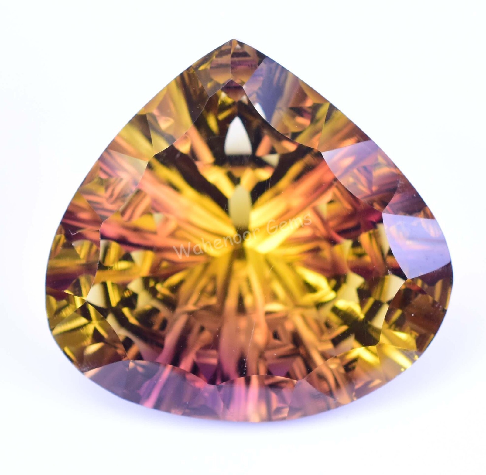 Flawless Natural Bi-Color Ametrine 37.10 Ct Pear Certified Untreated Gemstone
