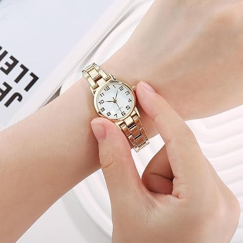 Women’s Gold Tone Quartz Analog Wrist Watch Bracelet Dress Watch Round Dial