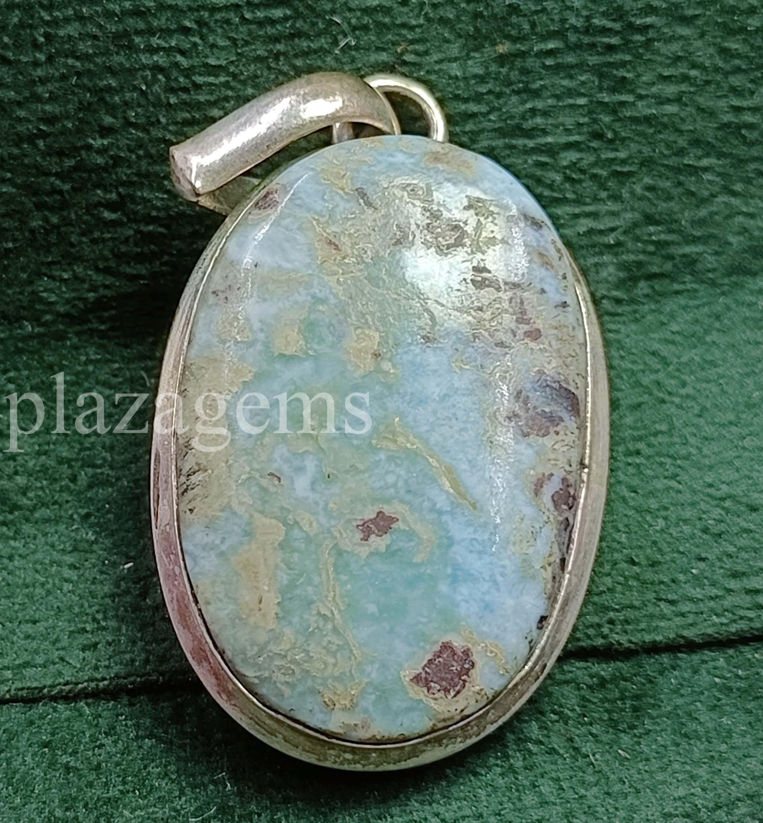 61 Ct Oval Cut Natural Blue Turquoise 925 Silver Pendant Gems With Chain 5ARG