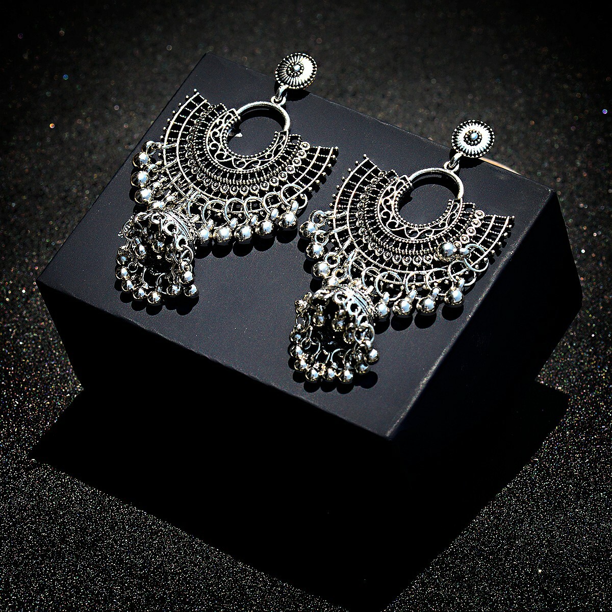 Women Girl India jhumki Gold Silver Bead Earrings Ornament Southeast Asia Style